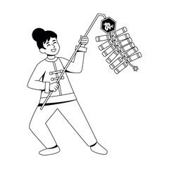 Vector Chinese New Year Girl Firecracker Illustration Isolated