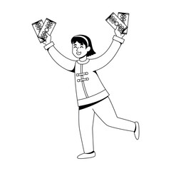 Vector Chinese New Year Girl Hongbao Illustration Isolated