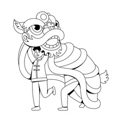 Vector Chinese New Year Lion Dance Illustration Isolated