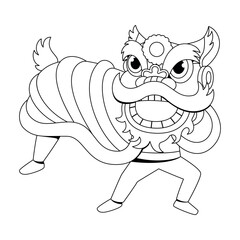 Vector Chinese New Year Lion Dance Illustration Isolated