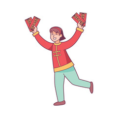 Vector Chinese New Year Girl Hongbao Illustration Isolated