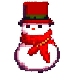 snowman in the snow, pixel art