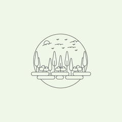 nature tree line art icon minimalist design summer illustration simple logo