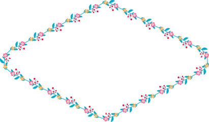 Horizontal Frame Wreath flower floral leaf borders colorful natural cute blossom love green pink decoration Branch laurel vintage frames Botanical ornate Elements design badge decoration 