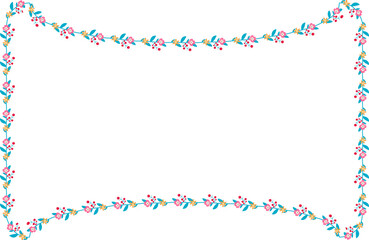 Horizontal Frame Wreath flower floral leaf borders colorful natural cute blossom love green pink decoration Branch laurel vintage frames Botanical ornate Elements design badge decoration 