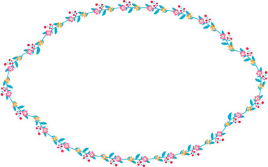 Fototapeta premium Horizontal Frame Wreath flower floral leaf borders colorful natural cute blossom love green pink decoration Branch laurel vintage frames Botanical ornate Elements design badge decoration 