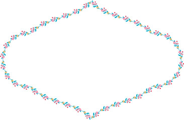 Horizontal Frame Wreath flower floral leaf borders colorful natural cute blossom love green pink decoration Branch laurel vintage frames Botanical ornate Elements design badge decoration 