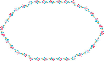 Fototapeta premium Horizontal Frame Wreath flower floral leaf borders colorful natural cute blossom love green pink decoration Branch laurel vintage frames Botanical ornate Elements design badge decoration 