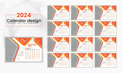 modern square business Calendar template design. orange  color Flyer design