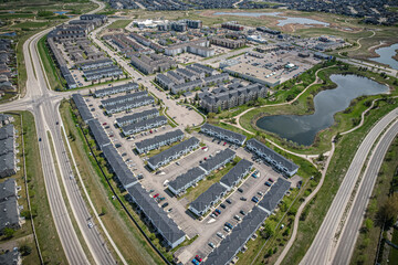 Obraz premium Aerial of the Lakewood Suburban Centre Neighborhood in Saskatoon