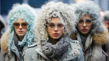 Rolgordijnen Participants with oddly frozen hair at Canadian contest. © XaMaps