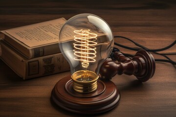 Concept of copyright protection and patent for innovations, ideas, and intellectual property. Generative AI