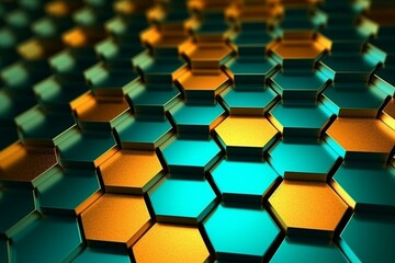 Abstract 3D honeycomb hexagon pattern. Generative AI