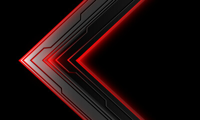 Abstract arrow cyber red light geometric on black blank space design ultramodern futuristic creative background vector - obrazy, fototapety, plakaty