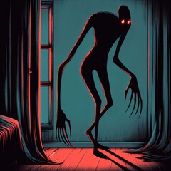Boogeyman silhoute on dark illustration