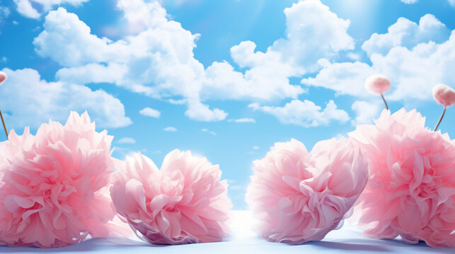 pink rose and blue sky HD 8K wallpaper Stock Photographic Image 