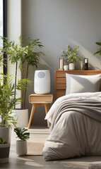 air purifier in bright and serene white room