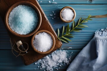 Obraz na płótnie Canvas Sea salt placed in a spa, viewed from above.