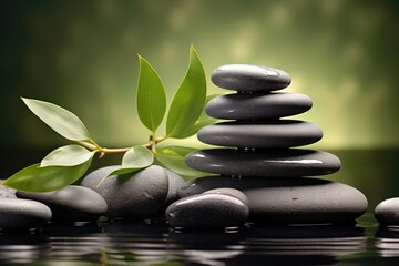 Fototapeta na wymiar Zen pebbles: a holistic wellness idea.
