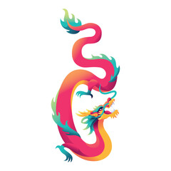 Obraz premium Vector Chinese Traditional Dragon Art Deco Illustration Isolated