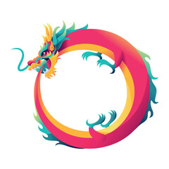 Fototapeta premium Vector Chinese Traditional Dragon Art Deco Illustration Isolated