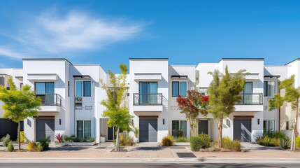 Fototapeta na wymiar Luxury housing projects, featuring modern townhouses and villas. Explore investment opportunities in the real estate market with property listings.