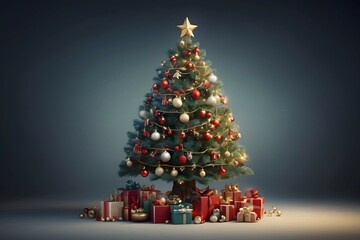 christmas tree with presents and gifts