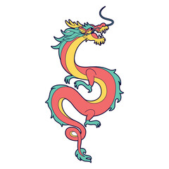 Fototapeta premium Vector Chinese Traditional Dragon Illustration Isolated