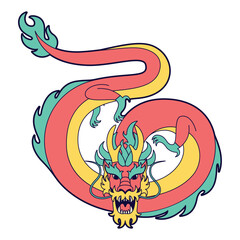 Vector Chinese Traditional Dragon Illustration Isolated