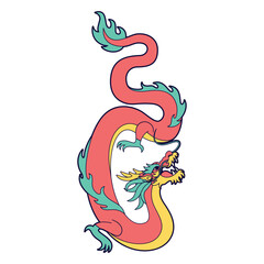 Vector Chinese Traditional Dragon Illustration Isolated