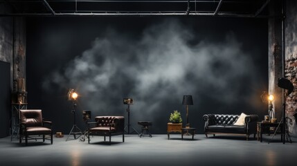 studio background. black background with white lighting