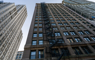 Naklejka premium Apartments with Fire Escape Stairs, Old, Chicago, Illinois