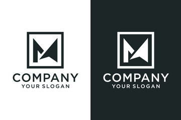 m flat logo template letter M arrow logo Unique modern creative elegant logotype - obrazy, fototapety, plakaty