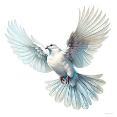 watercolor illustration white flying dove, decorative design element