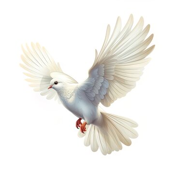 Illustration Of White Flying Dove Clipart For Design Postcard, Invitation, Wedding