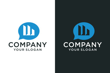 Communication logo and accounting initials chat bubble - obrazy, fototapety, plakaty