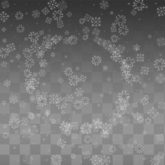 Silver Snowfall Vector Transparent Background.