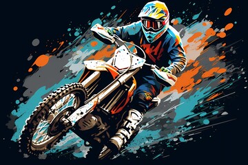 motocross rider on a motorcycle expressive dynamic abstract illustration - generative ai