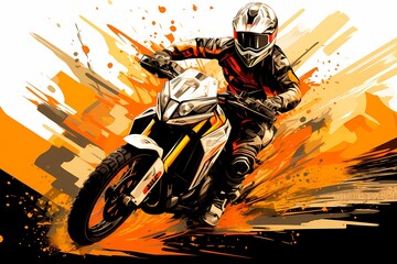 motocross rider on a motorcycle expressive dynamic abstract illustration - generative ai