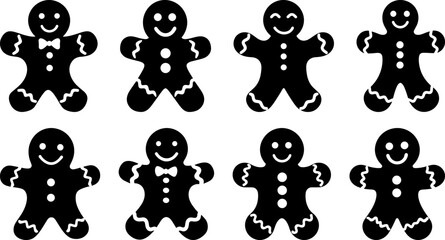 gingerbread man black vector silhouette christmas decorations