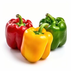 red yellow and green bell peppers on white background illustration 