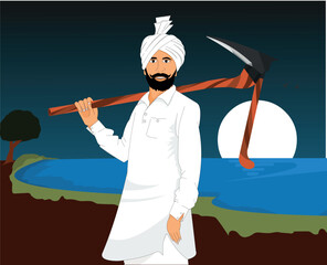 An Indian Farmer with a plough