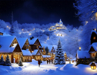 Fototapeta premium Village Christmas Glory.