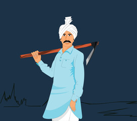 Farmer returning from his field