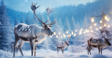 Wild cold winter landscape christmas snow deer forest white nature mammals animal