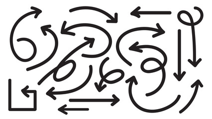Set of abstract art sketch hand drawn arrow collection. Vector icons collection design vector illustration.