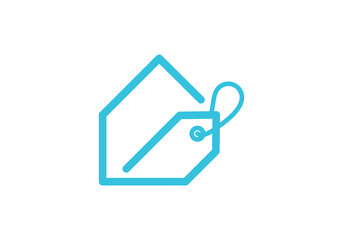 house sale logo design. home with price tag combination symbol vector illustration.	

