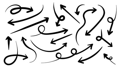 Set of abstract art sketch hand drawn arrow collection. Vector icons collection design vector illustration.