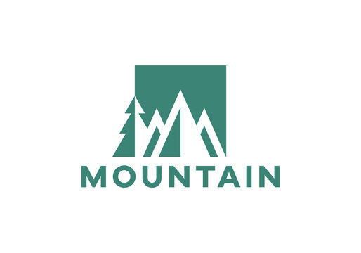 pine tree mountain logo design modern simple symbol icon vector