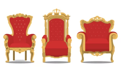 Fotobehang Collection of flat design royal chairs. King's chair, throne seat. Vector illustration © Ancala